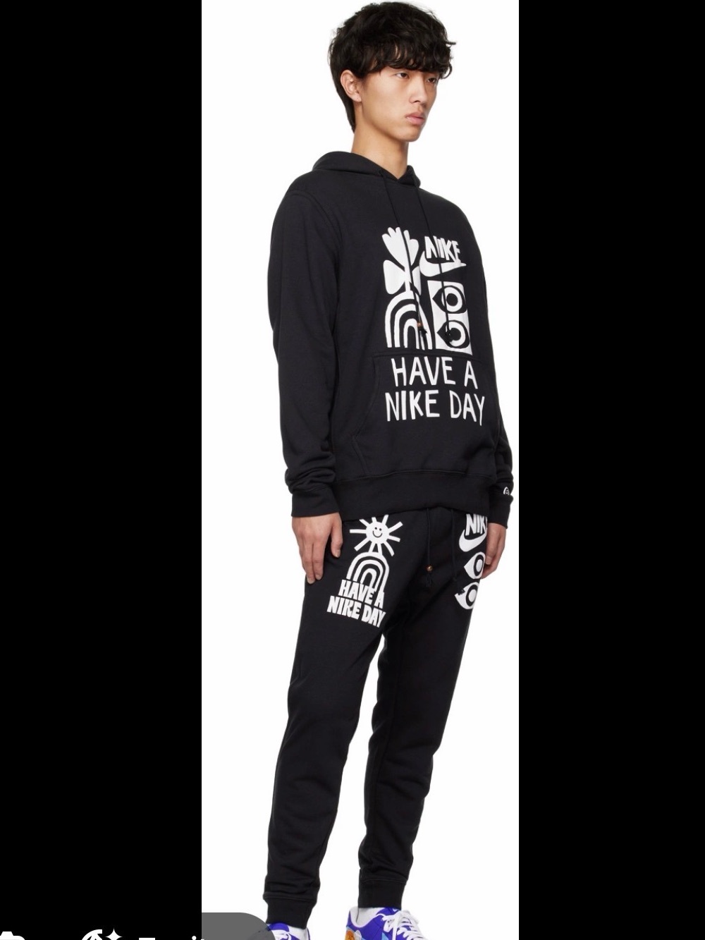 Nike Black Hoodie & Joggers Set with White 'Have A Nike Day' Graphics